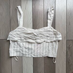 Avec Les Filles Cream Striped Tank Top